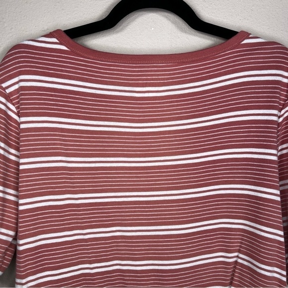 XL TIME AND TRU MAUVE WHITE STRIPED TOP CASUAL STRETCH PULLOVER - Picture 4 of 11